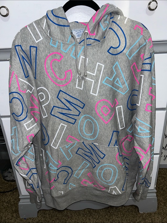 Champion Tops - Champion Reverse Weave Gray Hoodie Lettering Print Size XL Streetwear